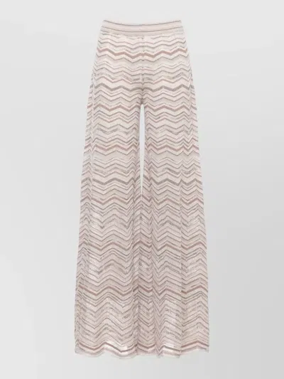 D Exterior High Waist Chevron Lurex Sheer Wide Pants In Multi