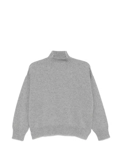 D Exterior High-neck Cashmere Sweater In Gray