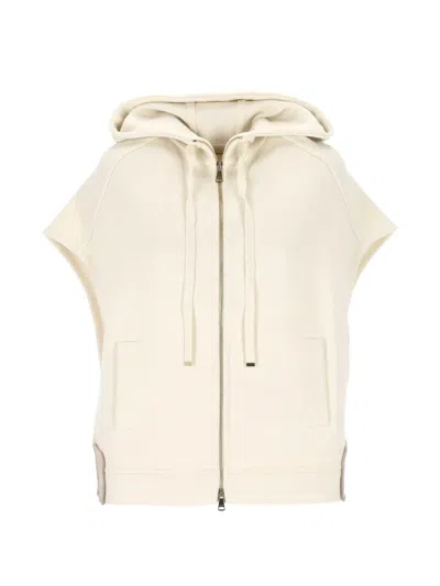 D Exterior Hooded Sleeveless Zip-up Jacket In Multi