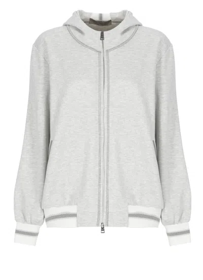 D Exterior D. Exterior Hooded Sweatshirt With Lurex Herringbone Pattern