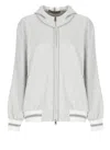 D Exterior D. Exterior Hooded Sweatshirt With Lurex Herringbone Pattern In White