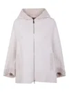 D Exterior Hooded Zip-fastening Wool Coat In Neutral