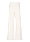 D Exterior D. Exterior Ivory Wide-leg Viscose Pants With Herringbone Pattern In Neutral