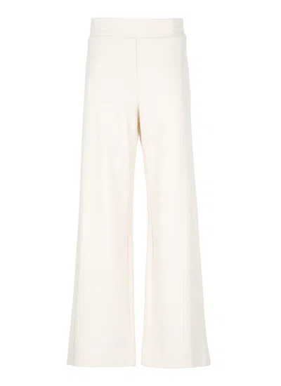 D Exterior D. Exterior Ivory Wide-leg Viscose Pants With Herringbone Pattern In Neutral