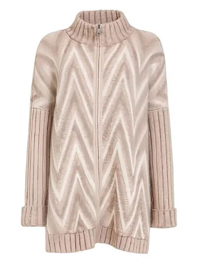 D Exterior Jacquard Cardigan In Neutral