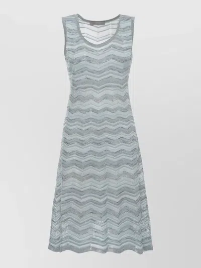 D Exterior Knee Length Viscose Dress Geometric Pattern In Blue