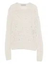 D Exterior Knit Sweater With Lace-like Pattern In White