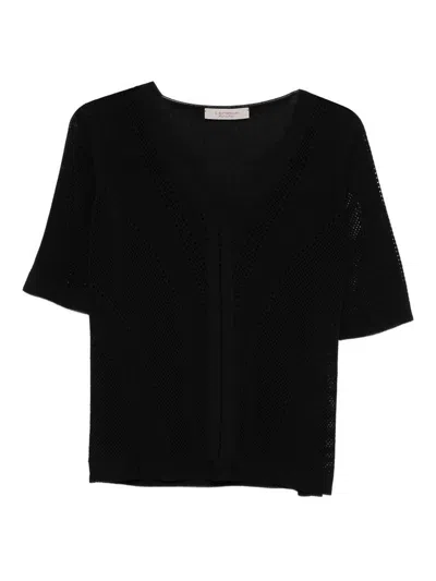 D Exterior Knitwear In Black With V-neck