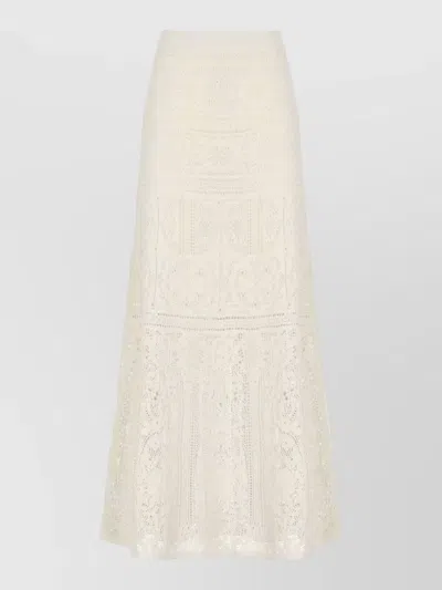 D Exterior Lace Maxi Skirt High Waist Elastic Waistband