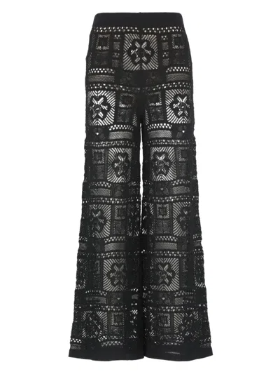 D Exterior Lace-paneled Trousers In Black