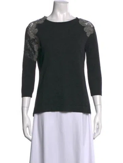 Pre-owned D Exterior Lace Pattern Crew Neck Sweater In Gray