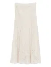 D Exterior Lace-pattern Flared Skirt In Neutral