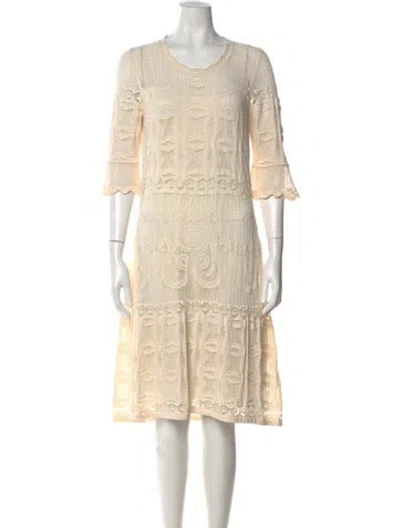 Pre-owned D Exterior Lace Pattern Knee-length Dress In Neutral