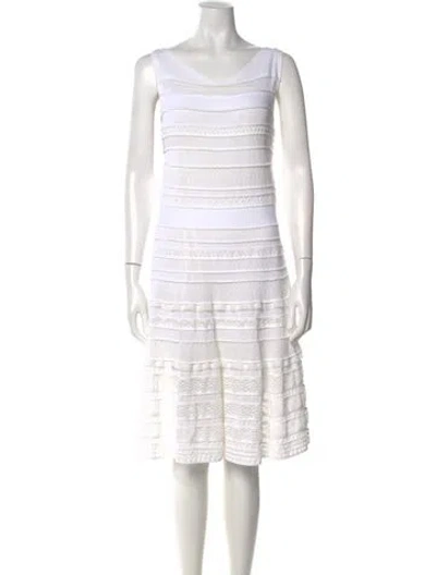 Pre-owned D Exterior Lace Pattern Knee-length Dress In White