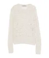 D Exterior Knit Sweater With Lace-like Pattern In White