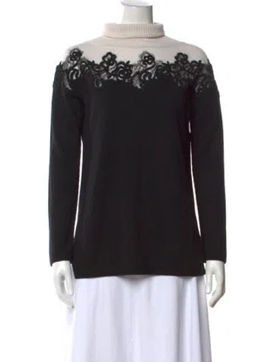 Pre-owned D Exterior Lace Pattern Turtleneck Sweater In Black