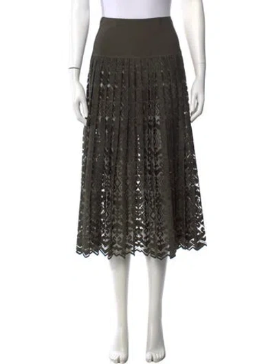 Pre-owned D Exterior Leather Midi Length Skirt In Green