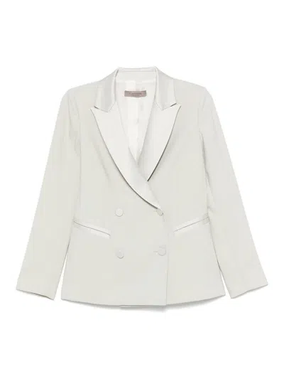 D Exterior Light Green Double-breasted Blazer