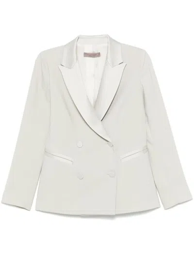 D Exterior Light Green Double-breasted Blazer With Satin Lining