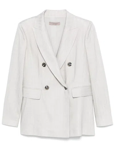 D Exterior Light Grey Double Breasted Blazer