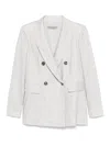 D Exterior Light Grey Double Breasted Blazer In Gray