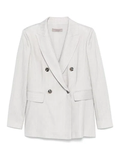 D Exterior Light Grey Double Breasted Blazer In Gray