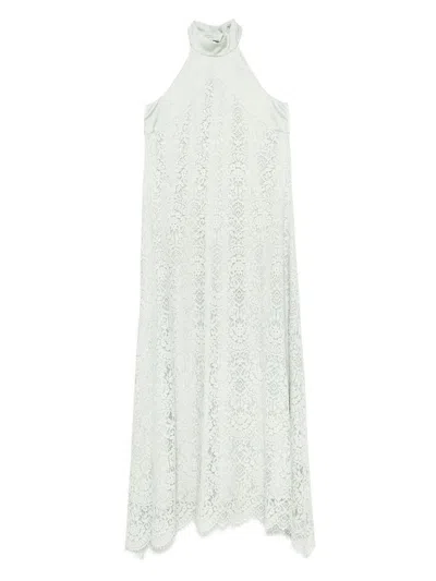 D Exterior Light Halter Green Midi Dress In Verde