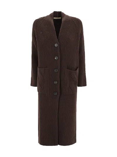D Exterior Long Corduroy Coat In Brown