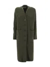 D Exterior Long Ribbed Cardigan In Green