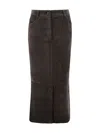 D Exterior Belt Loop Skirt In Brown