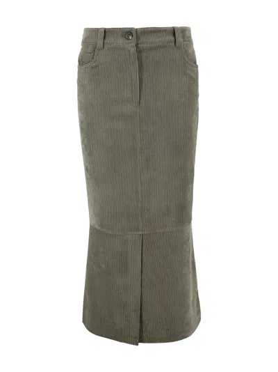 D Exterior Long Skirt In Brown