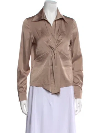 Pre-owned D Exterior Long Sleeve Button-up Top W/ Tags In Neutral