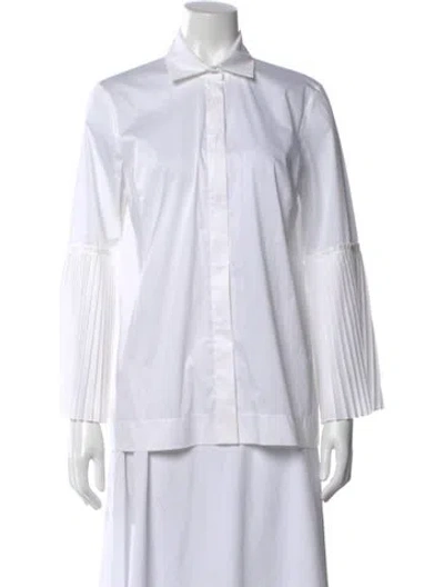 Pre-owned D Exterior Long Sleeve Button-up Top In White