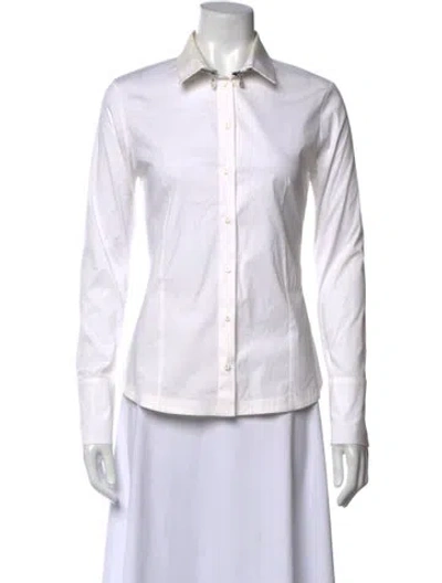 Pre-owned D Exterior Long Sleeve Button-up Top In White