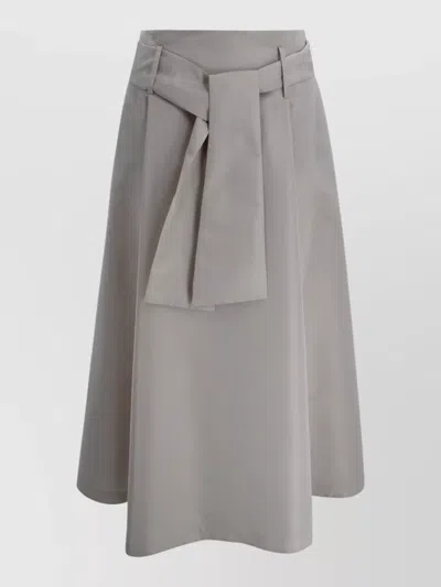 D Exterior Long Taffeta Skirt High Waist Sash In Gray