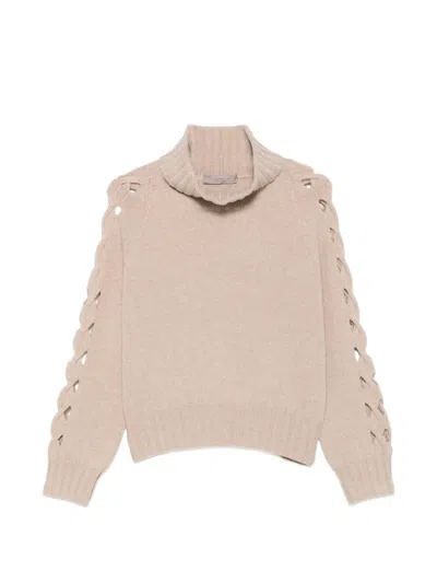 D Exterior Long-sleeve Roll-neck Sweater In Neutral