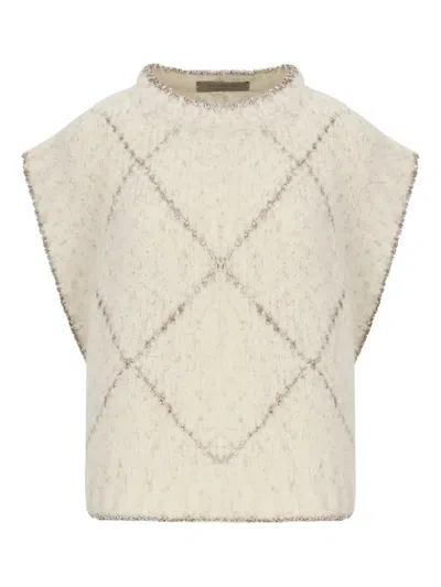 D Exterior Lurex-detail Vest In Neutral