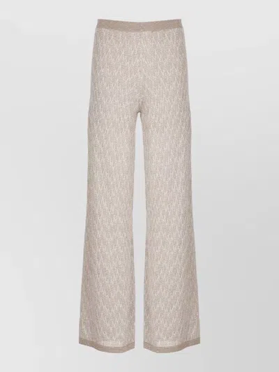 D Exterior Lurex Knit Palazzo Pants Wide Leg In Neutral