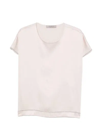 D Exterior Maglia In Satin Con Scollo A V  In Pink