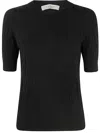 D Exterior D.exterior Merinos Short Sleeves Round Neck In Black