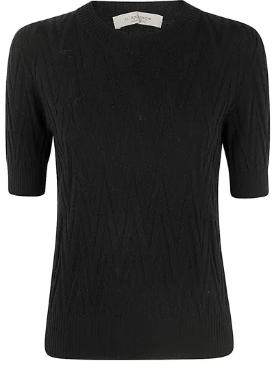 D-exterior D. Exterior Merinos Short Sleeves Round Neck In Black  