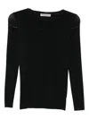 D Exterior Mesh-insert Long-sleeve Top In Black