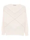 D Exterior Metallic-detail Wool Sweater In Pink