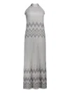 D Exterior Metallic-knit Halterneck Dress In Gray