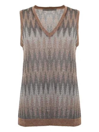 D Exterior Metallic-pattern Sleeveless Vest In Multi