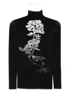 D Exterior Metallic-rose Turtleneck Top In Black