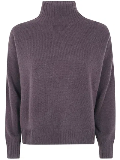 D Exterior High-neck Cashmere Sweater In Purple