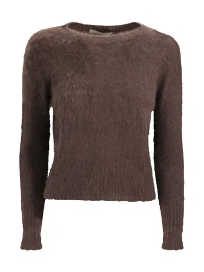 D Exterior Mohair Crew Neck Sweater In Multi