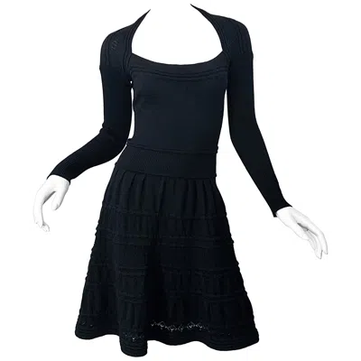 Pre-owned D Exterior New W/ Tags D. Exterior Italian Made Black Lightweight Wool Knit Skater Dress