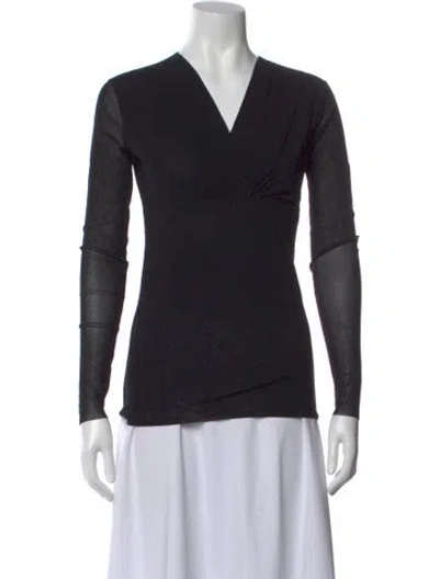 Pre-owned D Exterior Nylon V-neck Top In Black